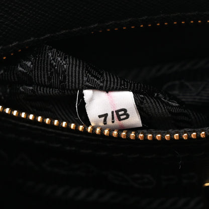 Jacquard Saffiano Triangolo Symbole Embroidered Mini Galleria Double Zip Tote Black Corda