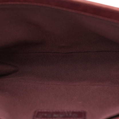 Glazed Calfskin Quilted Medium Boy Chained Flap Bordeaux