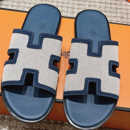 HM Izmir Sandals Blue Fabric Calfskin 294942