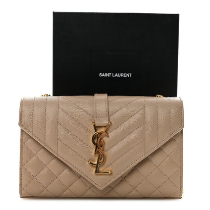 Grain De Poudre Textured Mixed Matelasse Triquilt Small Monogram Satchel Dark Beige