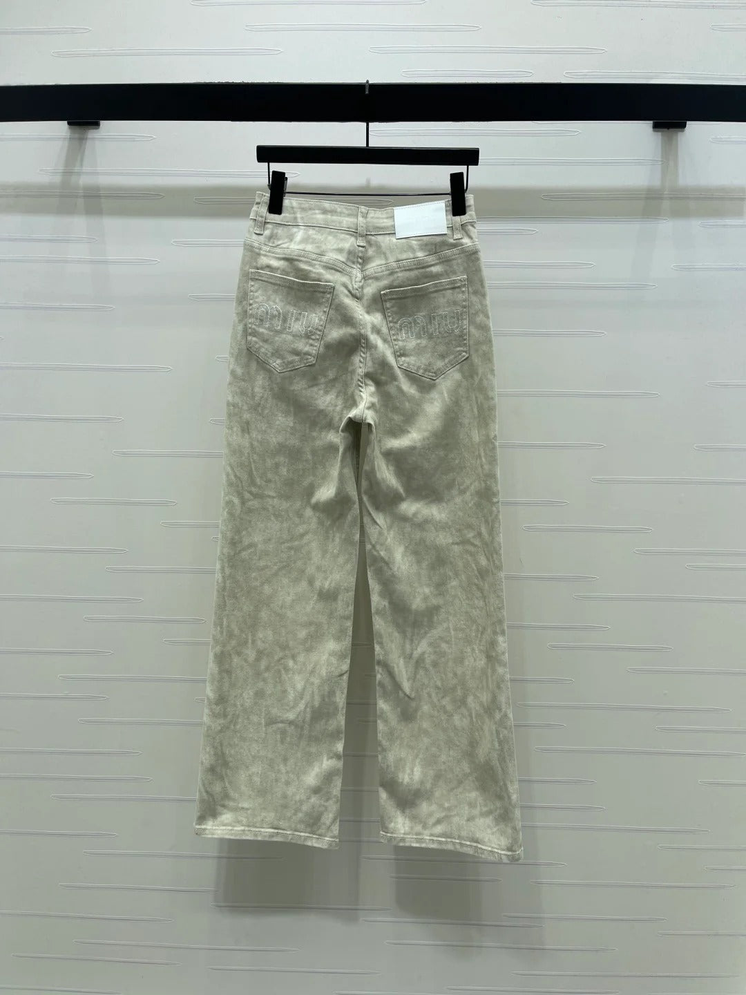 Miumiu 2026 Straight Leg Jeans Beige and Pink Cotton 352472