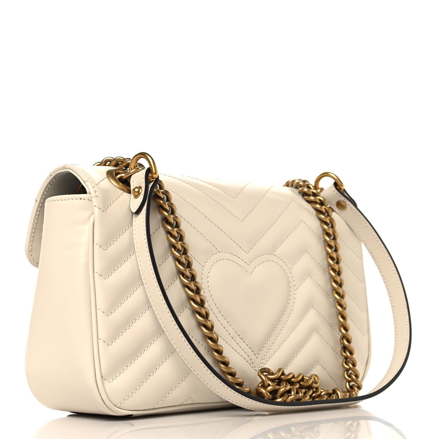 Calfskin Matelasse Small GG Marmont Shoulder Bag White