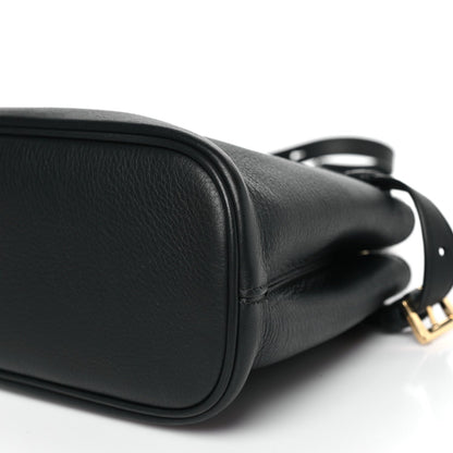 Soft Grain Calfskin Small Double Belt Tote Black