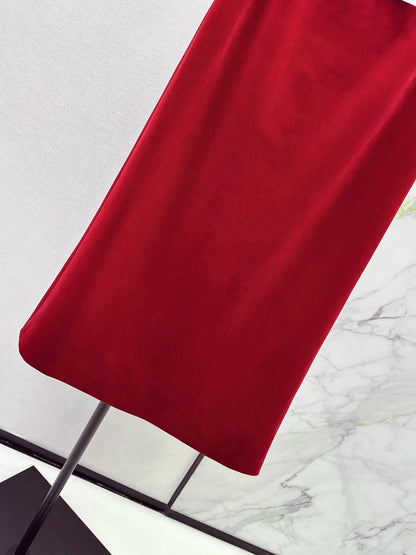DIOR 25S LONG VELVET MIDI SKIRT 521