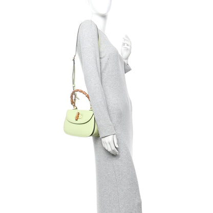 Boarded Dyana Lux Calfskin Web Small Bamboo 1947 Top Handle Bag Light Green