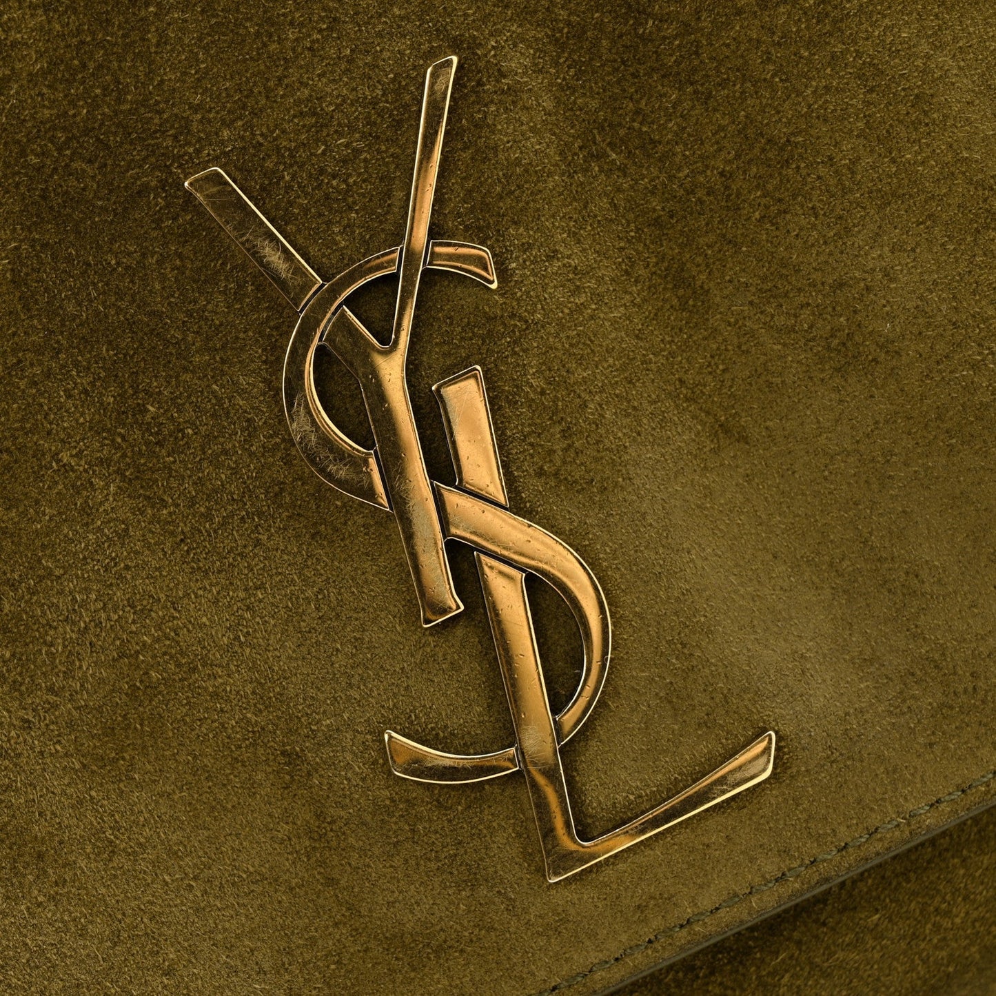Smooth Calfskin Suede Small Reversible Monogram Kate Satchel Loden Green