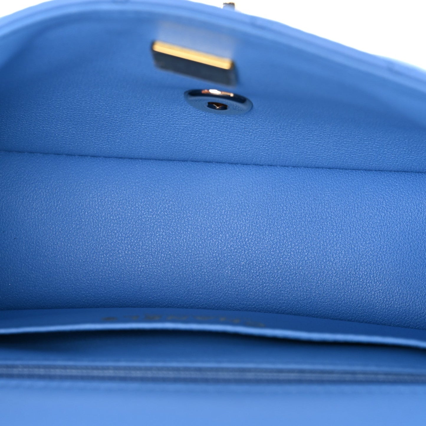 Lambskin Quilted Mini Top Handle Rectangular Flap Blue