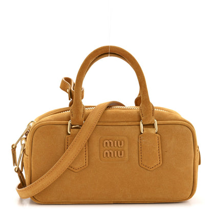 Suede Padded Regular Arcadie Top Handle Bag Whiskey
