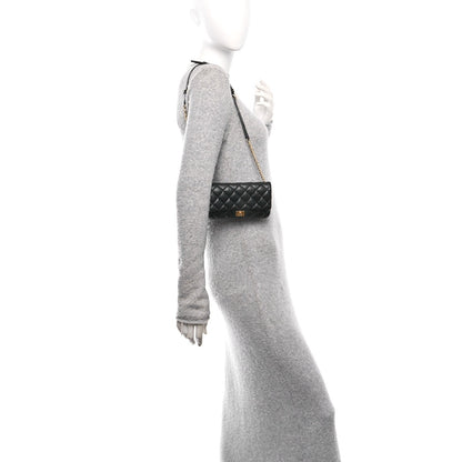 Aged Calfskin Quilted 2.55 Reissue Flap Belt Bag Clutch Black