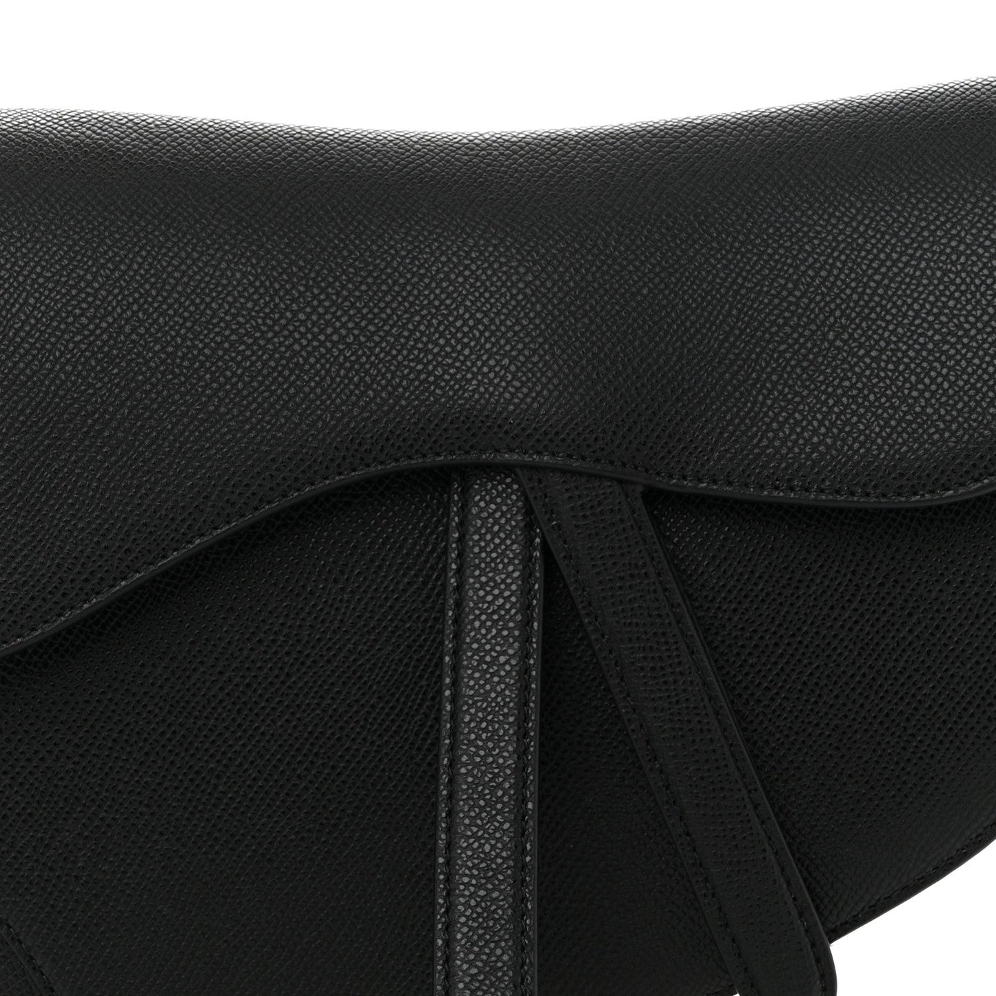 Grained Calfskin Saddle Bag Black