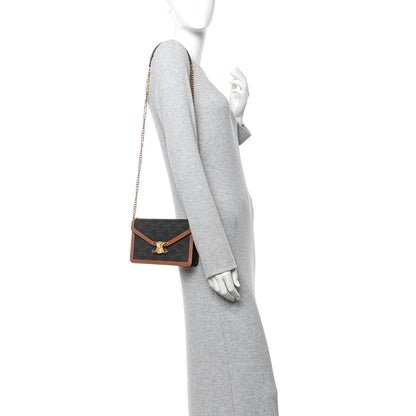 Triomphe Canvas Calfskin Margo Wallet on Chain Tan
