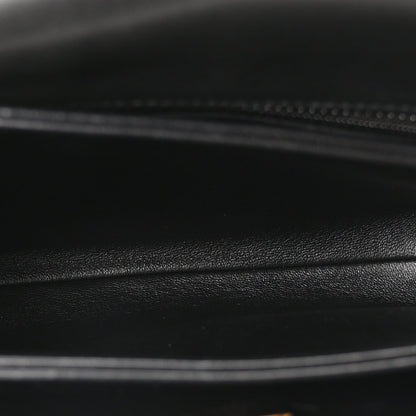 Lambskin Quilted On And On Medium Chain Flap Black