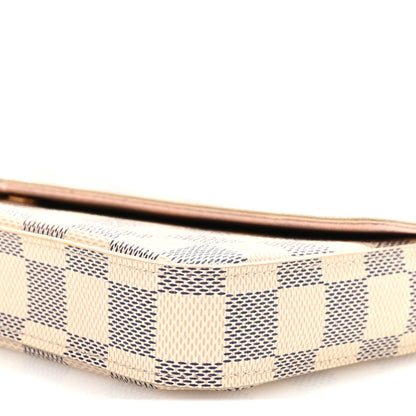 Damier Azur Pochette Felicie Chain Wallet Rose Ballerine