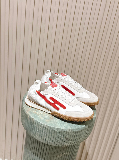 HM Jet Sneaker White Light Grey Red Suede Calfskin 583756