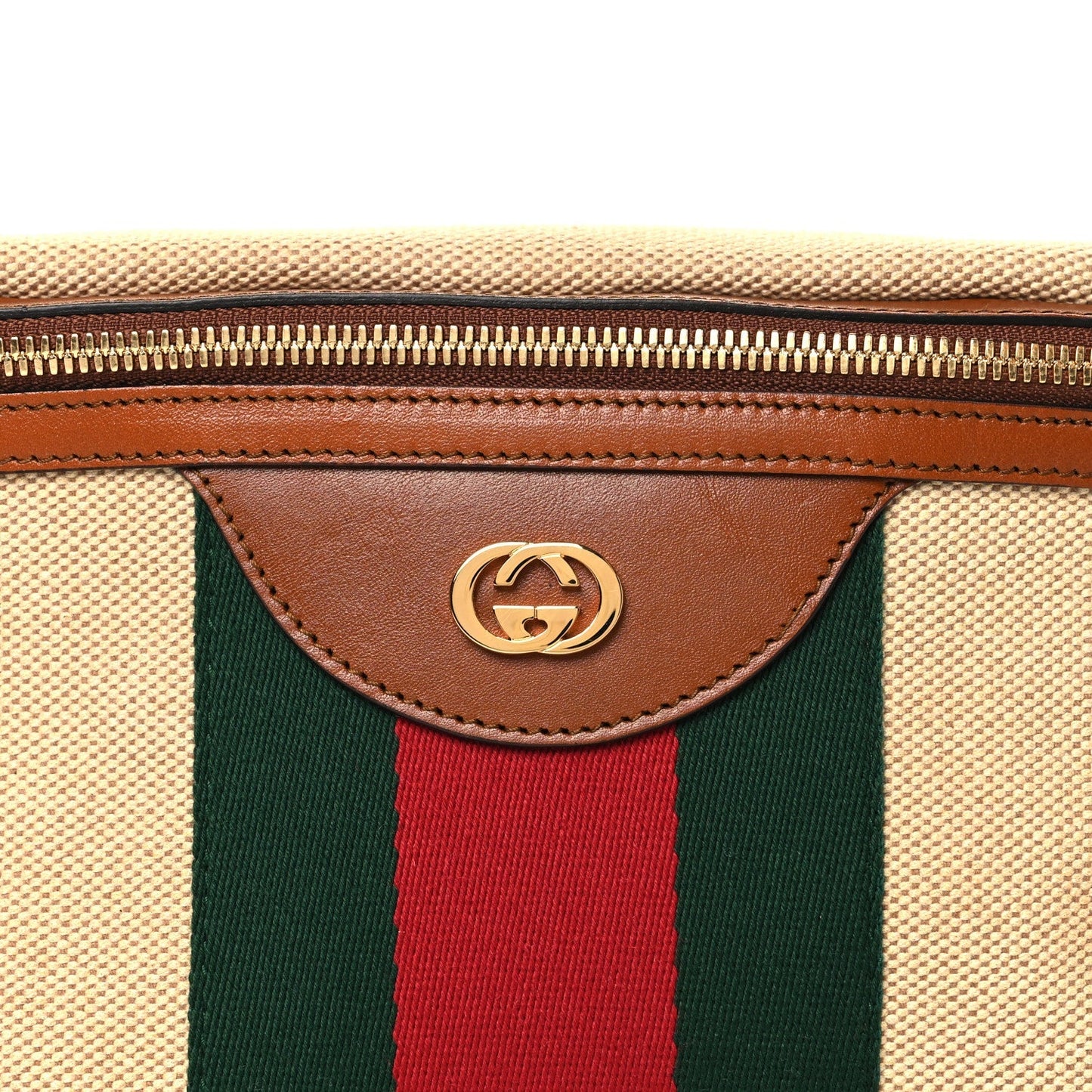 Vintage Canvas Web Belt Bag Sand Cuir