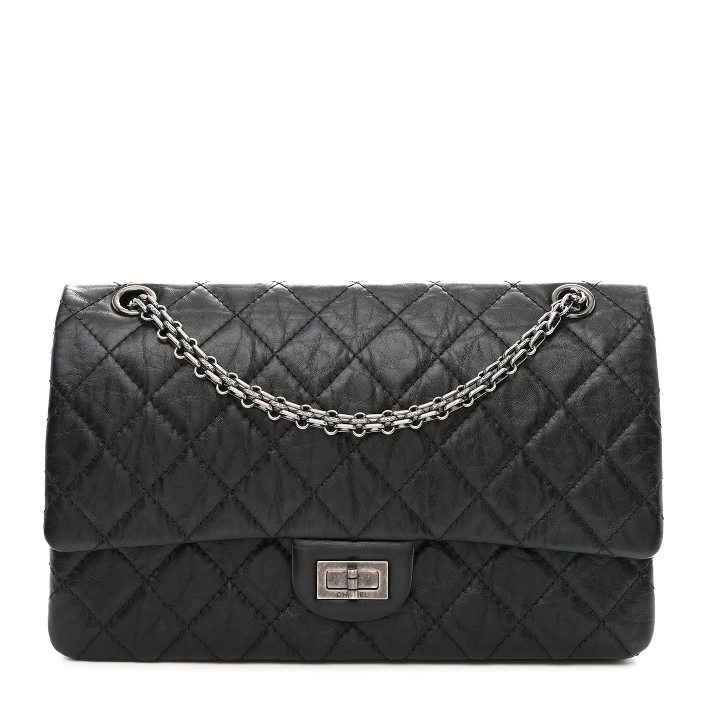 Aged Calfskin Quilted 2.55 Reissue 226 Flap Black