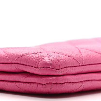 Caviar Quilted Enamel Zipped Clutch  Pink