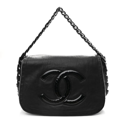 Calfskin Modern Chain Rhodoid Flap Black