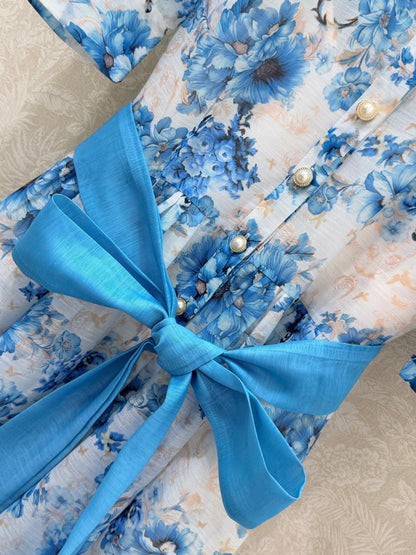 Zimmermann Alisa Dress Blue Floral Cotton 347322