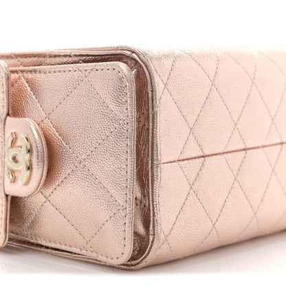 Metallic Caviar Quilted Mini Chanel 25 Handbag Copper