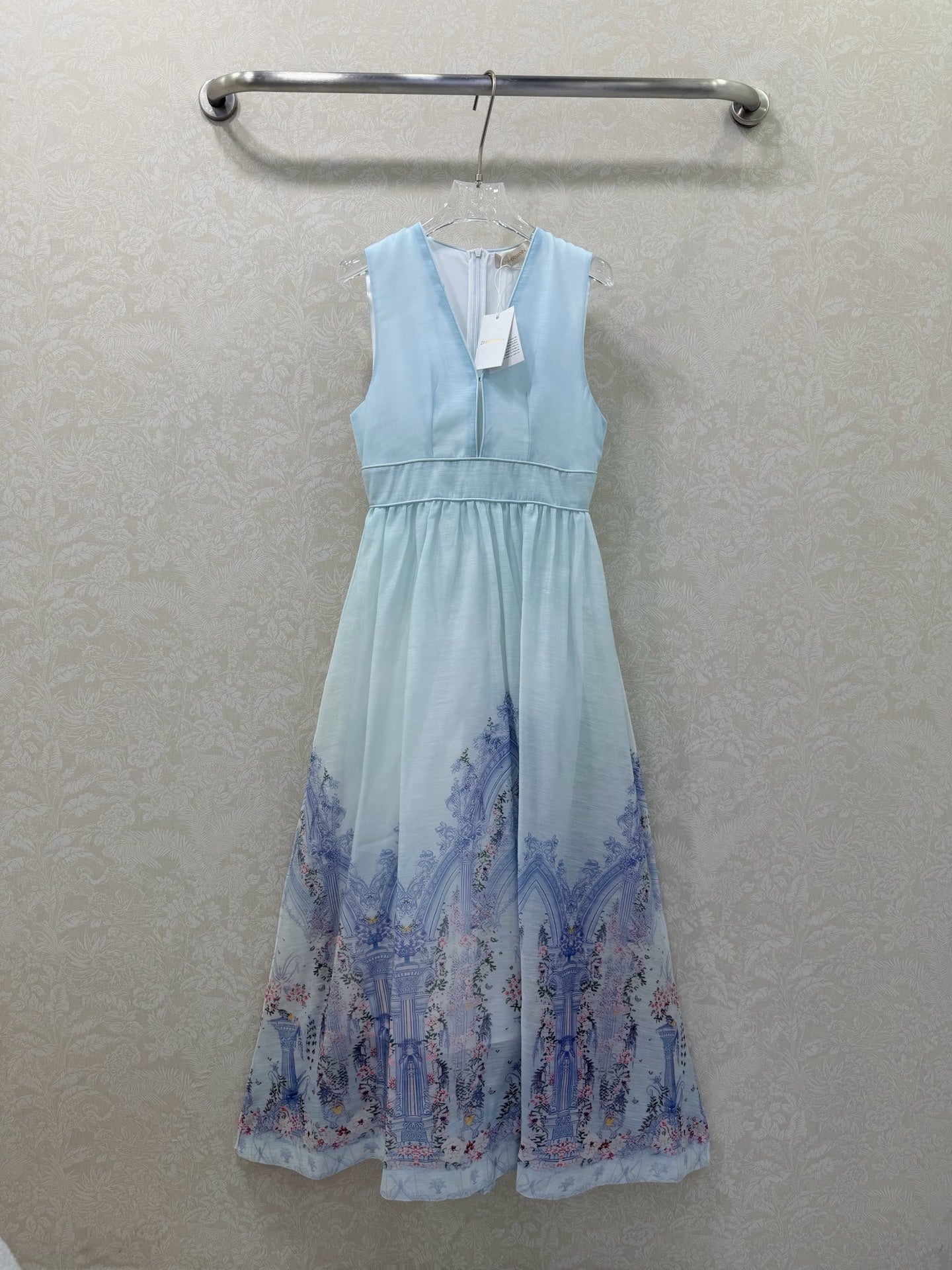 Zimmermann Triomphe Melody Maxi Dress Light Blue Cotton 342117