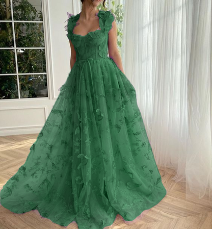 Butterfly Purple Prom Gown Elegant Long Prom Dresses