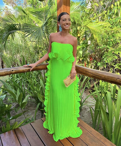 Yellow Pleated Prom Dresses Long Evening Gowns Formal Party Wear