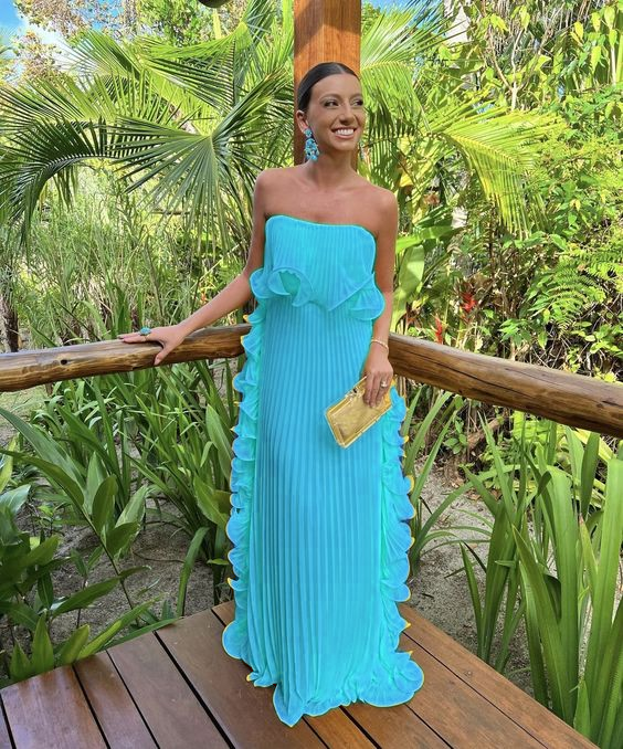 Yellow Pleated Prom Dresses Long Evening Gowns Formal Party Wear