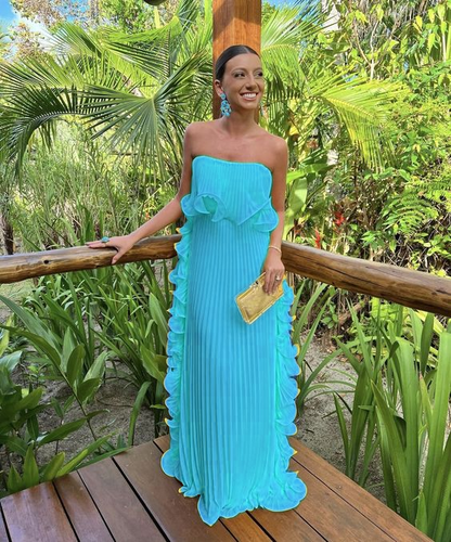 Yellow Pleated Prom Dresses Long Evening Gowns Formal Party Wear