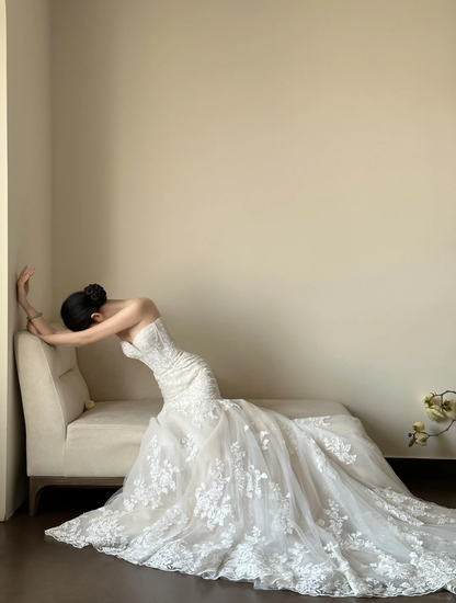 Luxury Women s Elegant Wedding Dresses Lace Side Split Sexy Princess Bridal Gown