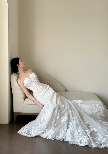 Luxury Women s Elegant Wedding Dresses Lace Side Split Sexy Princess Bridal Gown