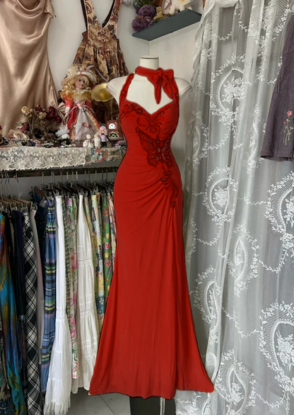 Yellow Halter Mermaid Long Prom Gown Evening Dress
