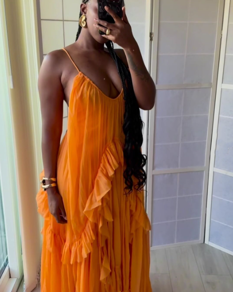 Sexy Orange Dress Long Evening Party Gowns
