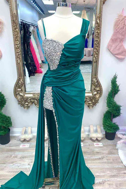 omberprom Elegant Chic Evening Dress Asymmertrical Fuchsia Beaded Long Porm Dress