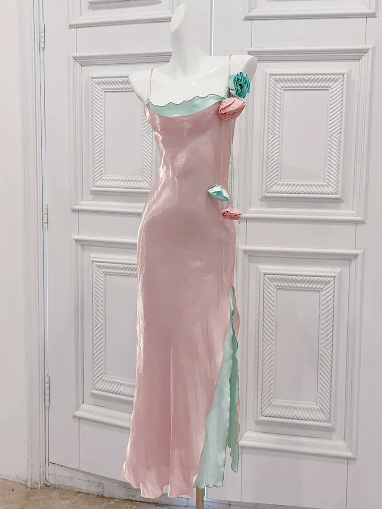 elegant banquet dress pink evening dress    S6044