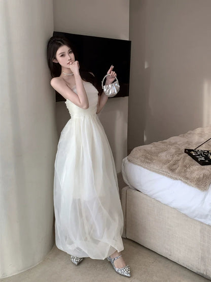 Mesh top dress for women long princess puffy dress      S5778