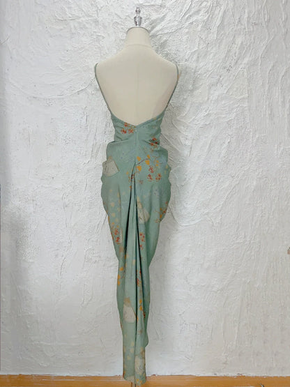 retro new backless long party dress         S6029