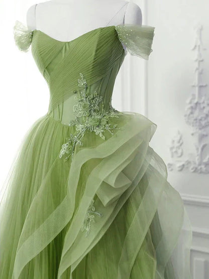 omberprom A-Line Long Evening Dress Off Shoulder Long Prom Dress Lace Prom Dresses