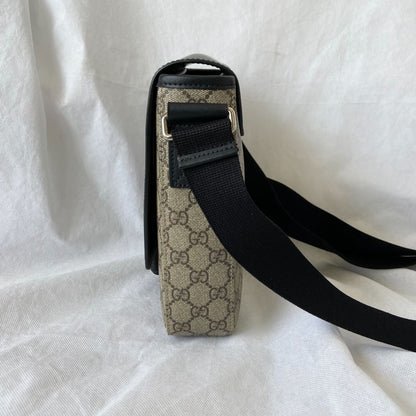 Gucci Buckle Flap Messenger Bag GG Coated Canvas with Leather