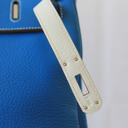 Hermes Birkin Handbag 35 cm "Eclat" in blue bull leather Mykonos