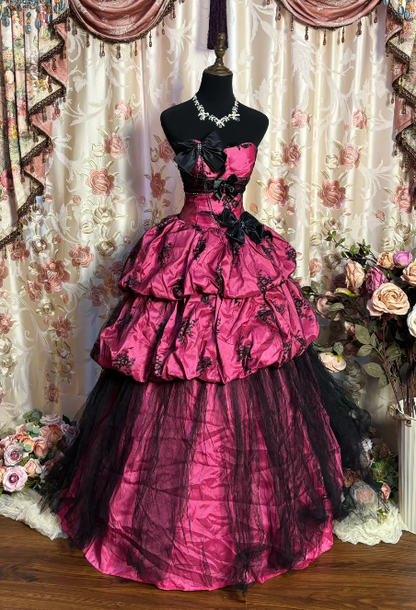 Hot Pink Ball Gowns Birthday Dresses Vintage Prom Gown