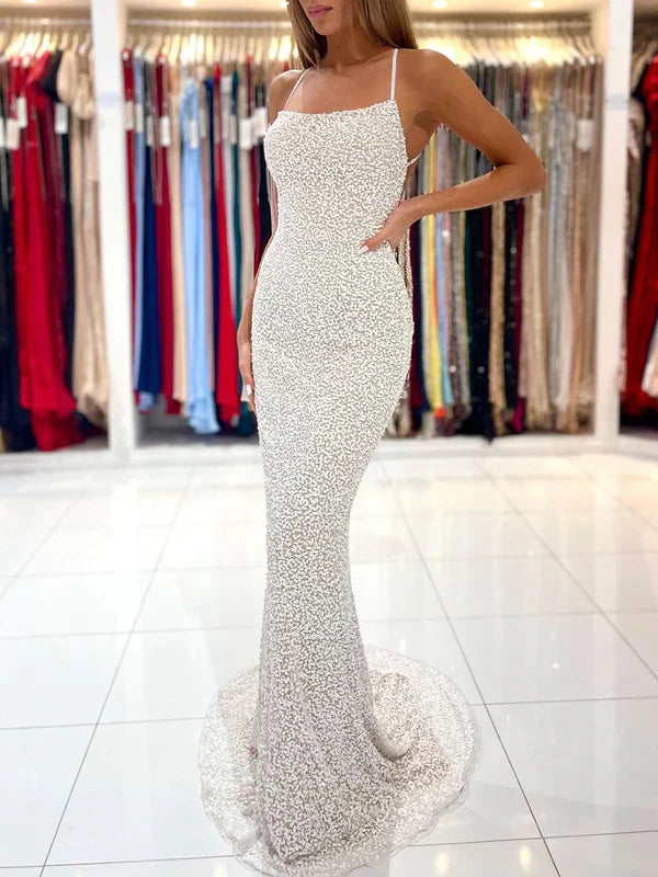 Spaghetti Straps Pearl Prom Dresses Sparkly Sheath Formal Dress Evening Dress Wholesale