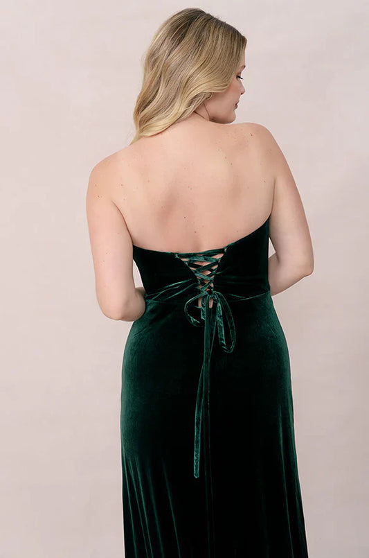omberprom Elegant Velvet Dress Ruched Tube Top Formal Dress for Wedding Guest Dresses Prom Dresses Bridesmaid Dresses