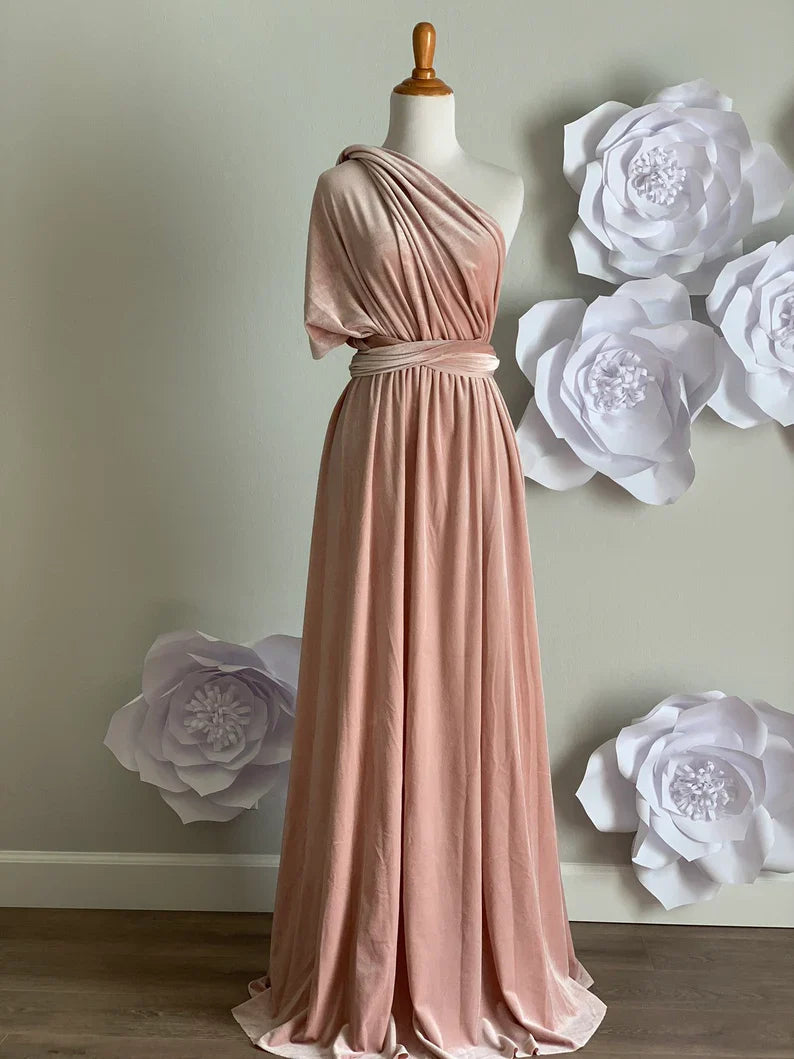 omberprom Elegant Velvet Dress Ruched Formal Dress for Wedding Guest Dresses