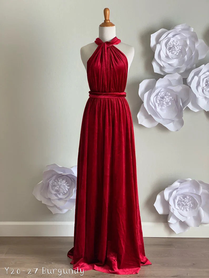 omberprom Elegant Velvet Dress Ruched Formal Dress for Wedding Guest Dresses