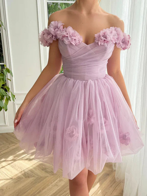 omberprom Lilac Graduation Dresses Corset Strapless Short Tulle Homecoming Dress