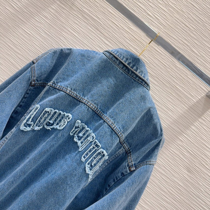 LV 25 Simple Denim Jacket Blue Cotton