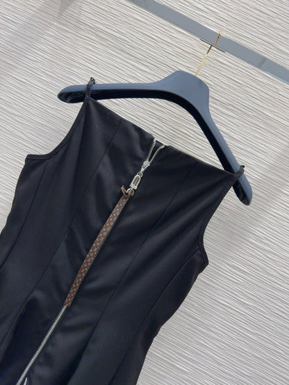 LV 25 Elegant Hepburn Style Suspender Dress Black White Polyester Wool