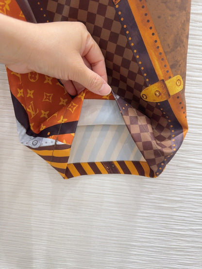 LV 25 Retro Elegant Trousers Multicolor Polyester