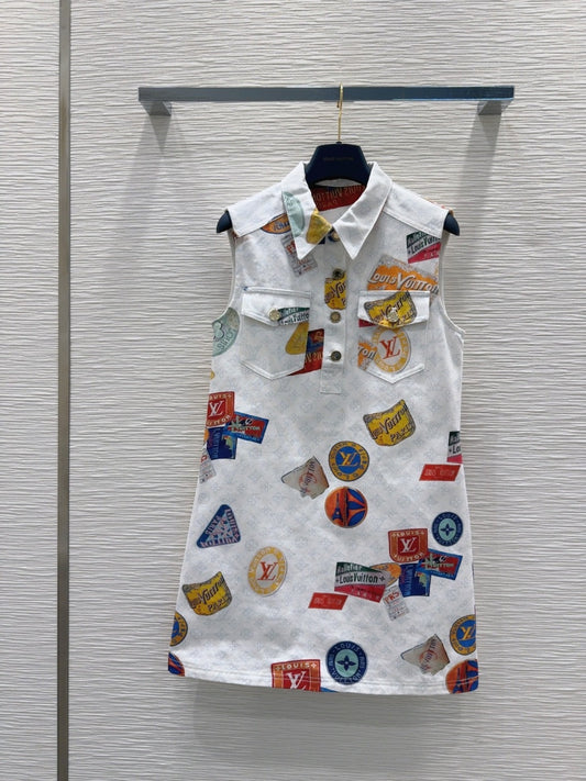 LV 25 Unique Logo Dress Multicolor Cotton